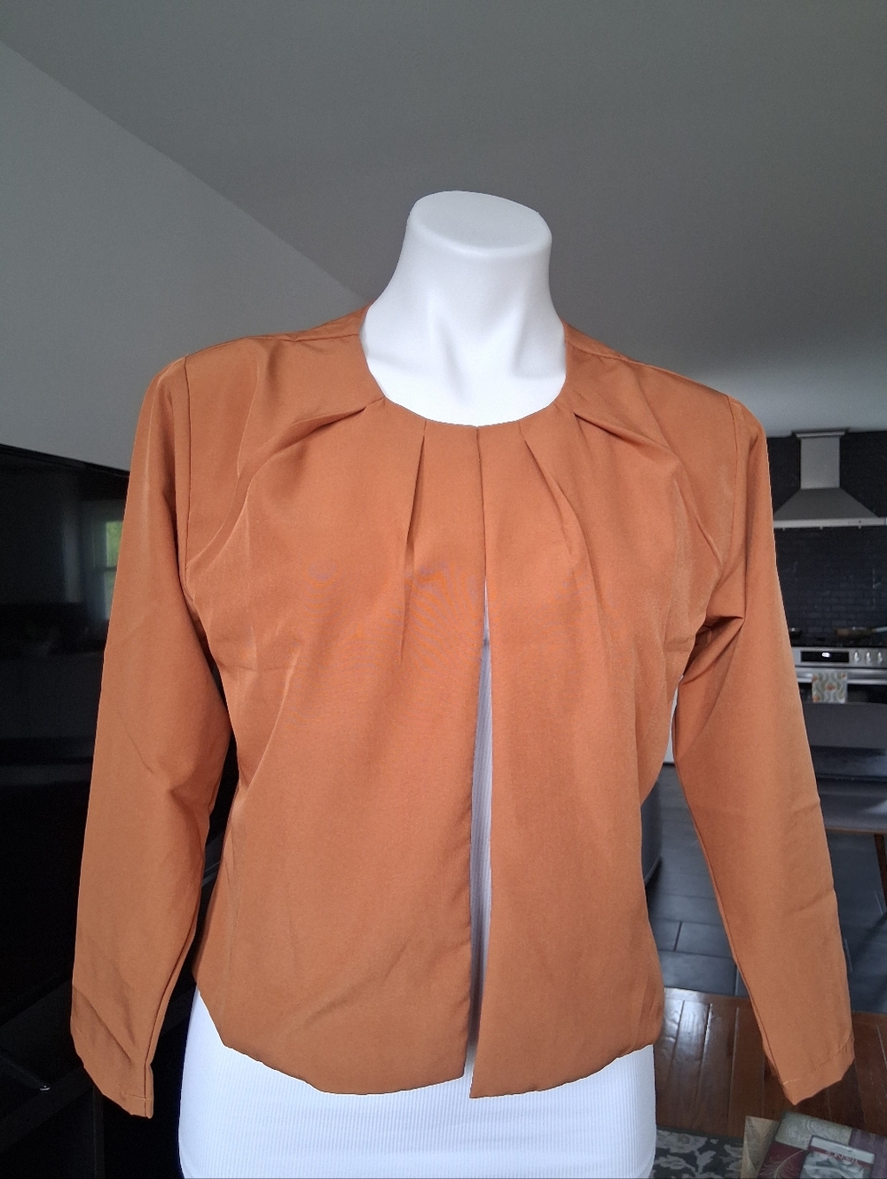Women's Open-Front Rust Brown Jacket